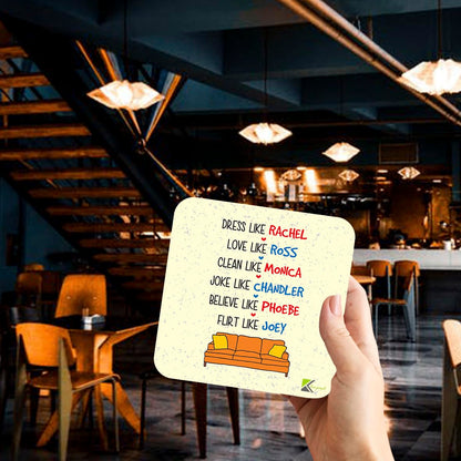 CS257 FRIENDS TV Show Rachel, Ross, Monica, Chandler, Phoebe, Joey Novelty Funny Coffee Tea Drink Gift Glossy MDF Wooden Coaster | Gifts for Women Men Best Friend Fan Birthday Present