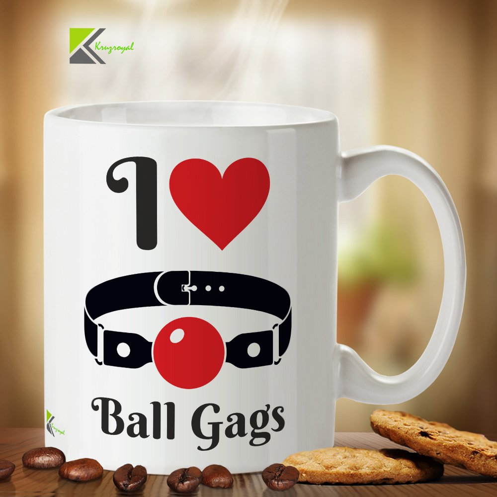 Kruzroyal DZ342 I Love Ball gags Funny Novelty Great Gift Idea Coffee Tea Mug