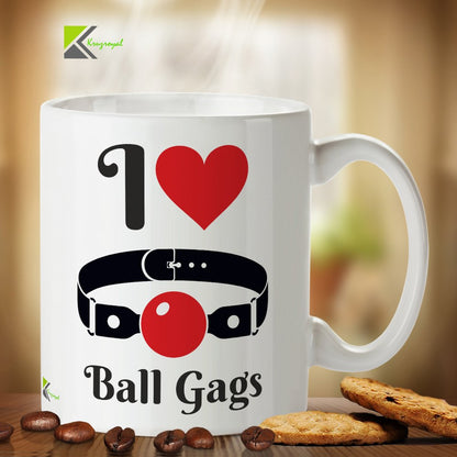 Kruzroyal DZ342 I Love Ball gags Funny Novelty Great Gift Idea Coffee Tea Mug
