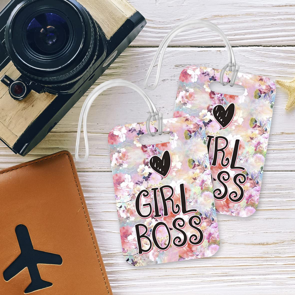 LT217 Girl BOSS Novelty Funny Unique Designer Gift Glossy Plastic Suitcase Luggage Tag