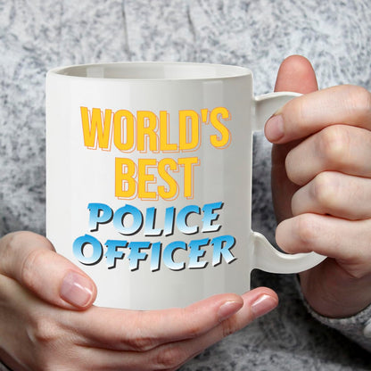 Kruzroyal DZ848 World's Best Police Officer Mug 11oz - White Ceramic Cup for Cop, PC - Ideal Birthday, Retirement, Passing Out Present