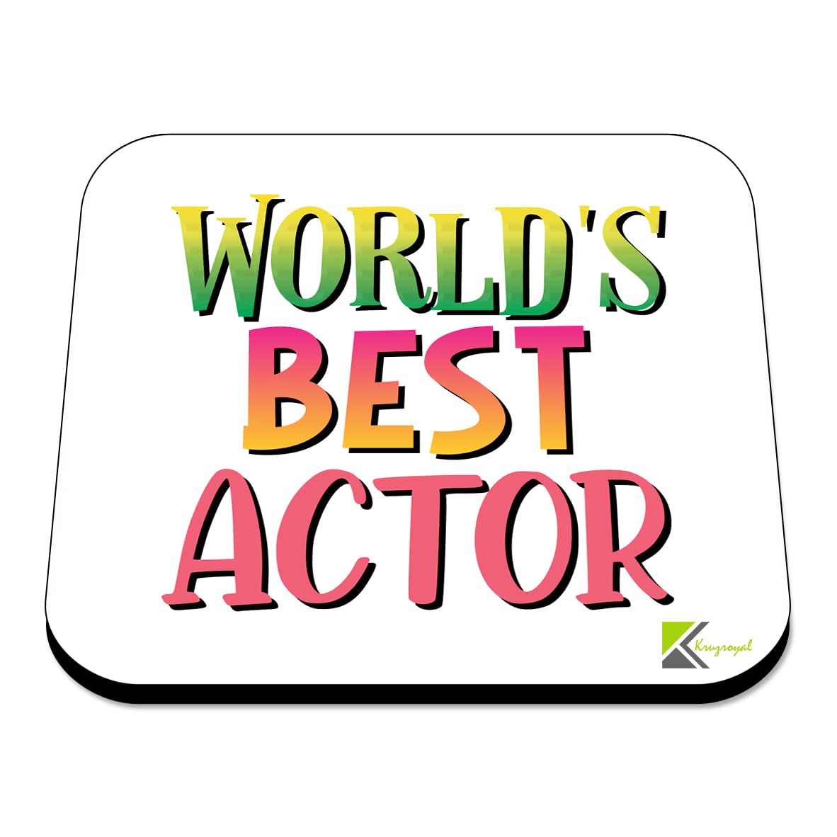 WB065 World's Best Actor MDF Wooden Coaster by Kruzroyal | Gift for Actor | Unique Novelty Present | 9cm x 9cm | Coffee Tea MDF Wooden Coaster