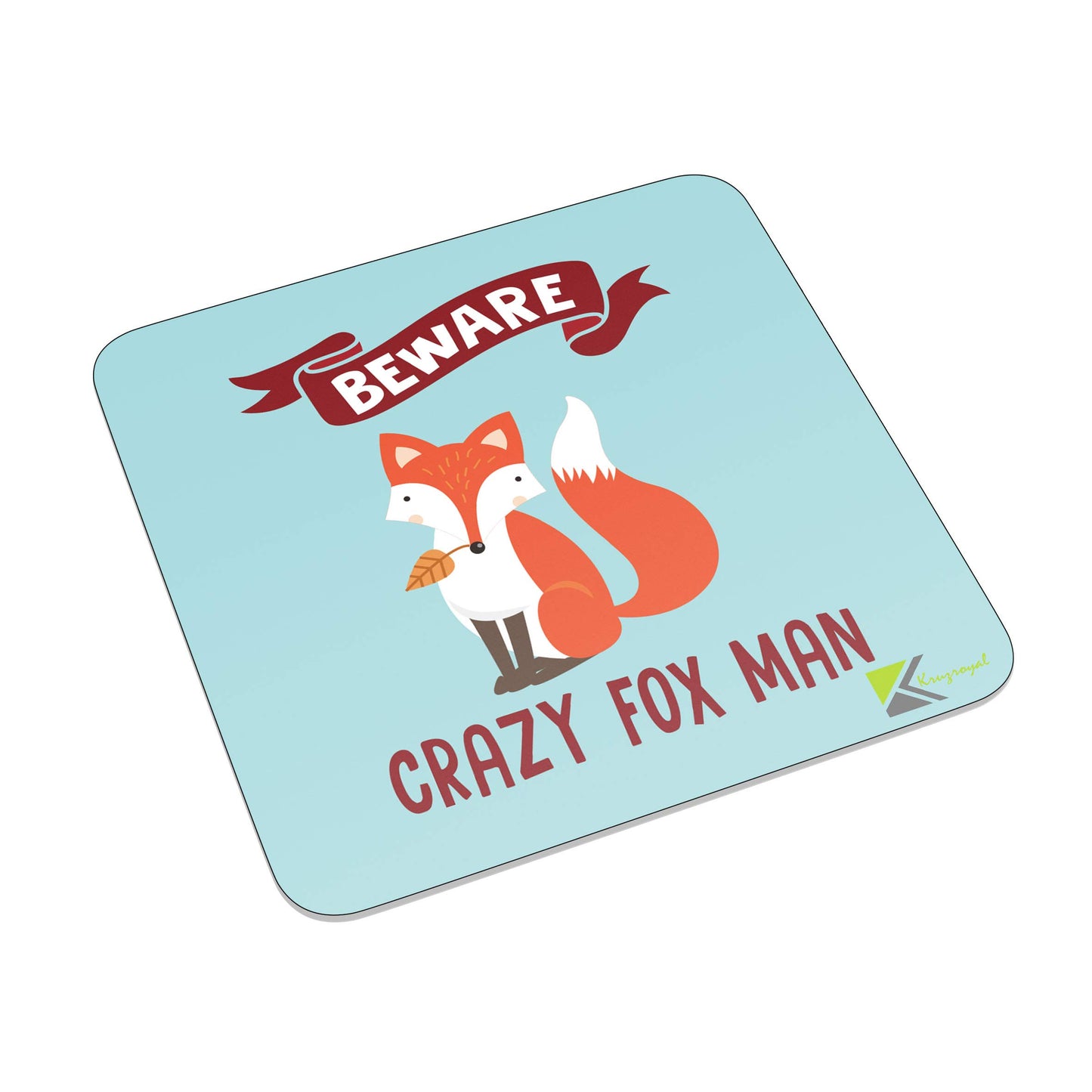 FM025 Beware Crazy Fox Man Novelty Funny Idea Glossy Metal Square Fridge Magnet
