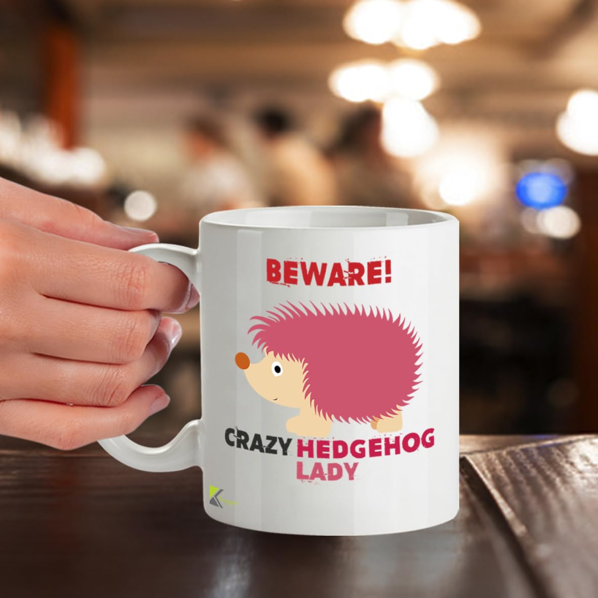 Kruzroyal Crazy Hedgehog Lady Mug Funny Novelty Great Gift Idea Coffee Tea Cup, Gift for Women, Animal Lover