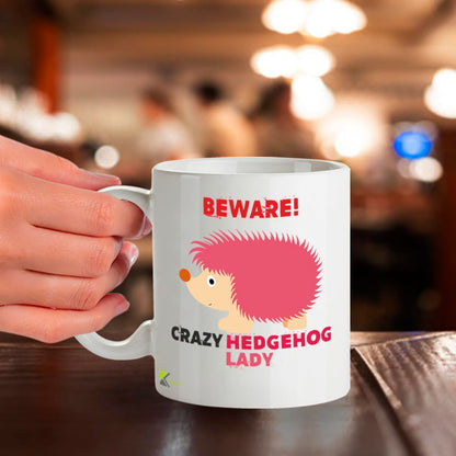 Kruzroyal Crazy Hedgehog Lady Mug Funny Novelty Great Gift Idea Coffee Tea Cup, Gift for Women, Animal Lover
