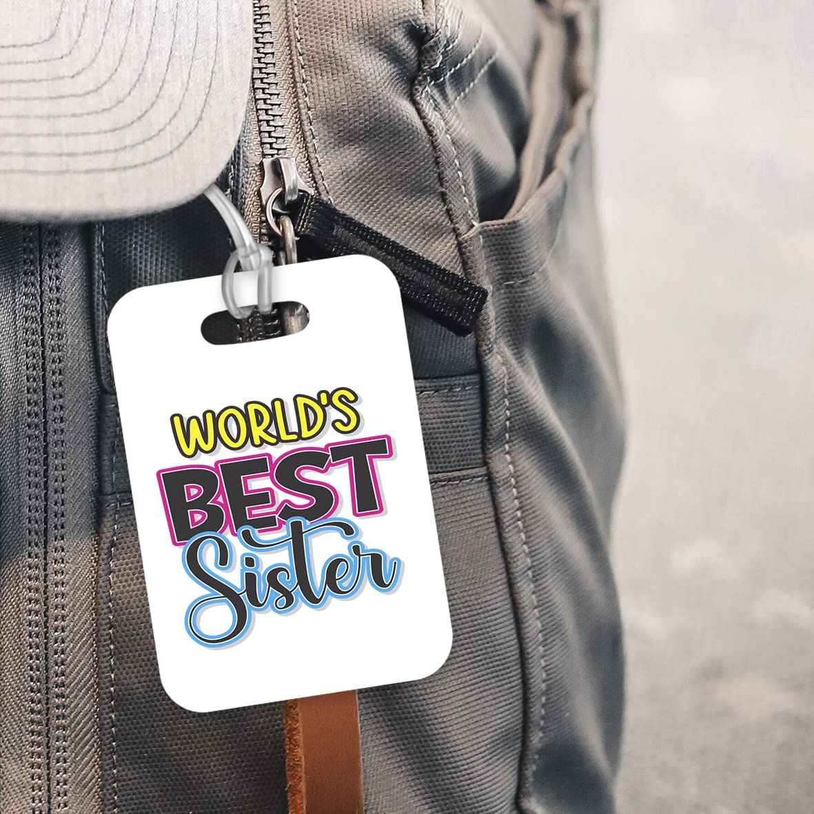 LT415 World's Best Sister Novelty Funny Unique Designer Gift, Suitcase, Glossy Plastic Luggage Tag for Sister
