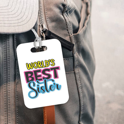 LT415 World's Best Sister Novelty Funny Unique Designer Gift, Suitcase, Glossy Plastic Luggage Tag for Sister