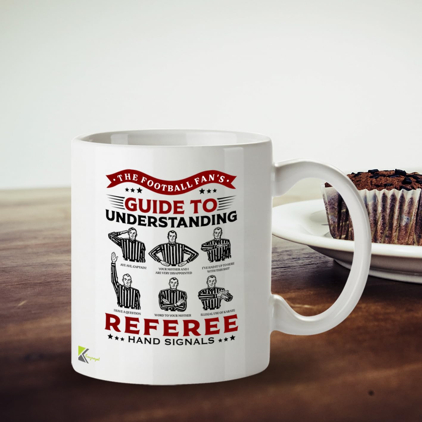 Kruzroyal Funny Football Mug | Referee Hand Signals Guide | Football Gifts for Men Dad Him | 11oz Ceramic Coffee Mug