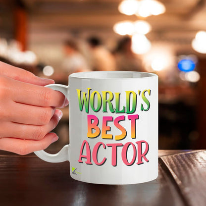 Kruzroyal DZ865 World's Best Actor Mug 11oz - White Ceramic Cup for Performer, Thespian - Ideal Birthday, Good Luck Present for Him