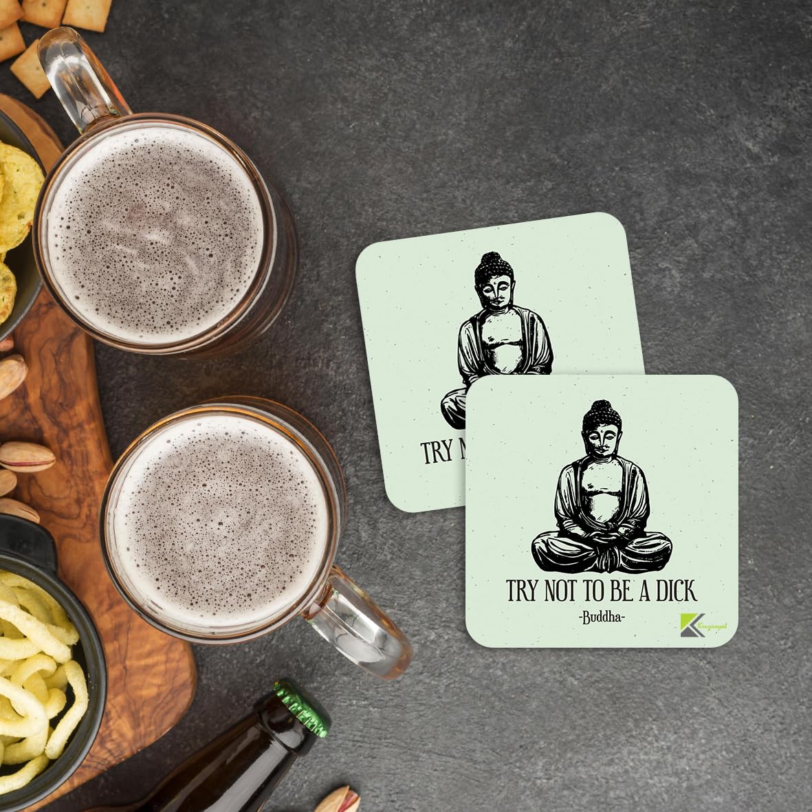 CS036 Try not to be a d*ck/Rude Novelty Funny Coffee Tea Drink Gift Glossy MDF Wooden Coaster