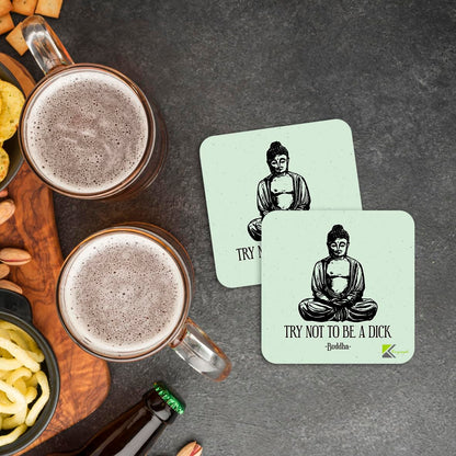 CS036 Try not to be a d*ck/Rude Novelty Funny Coffee Tea Drink Gift Glossy MDF Wooden Coaster