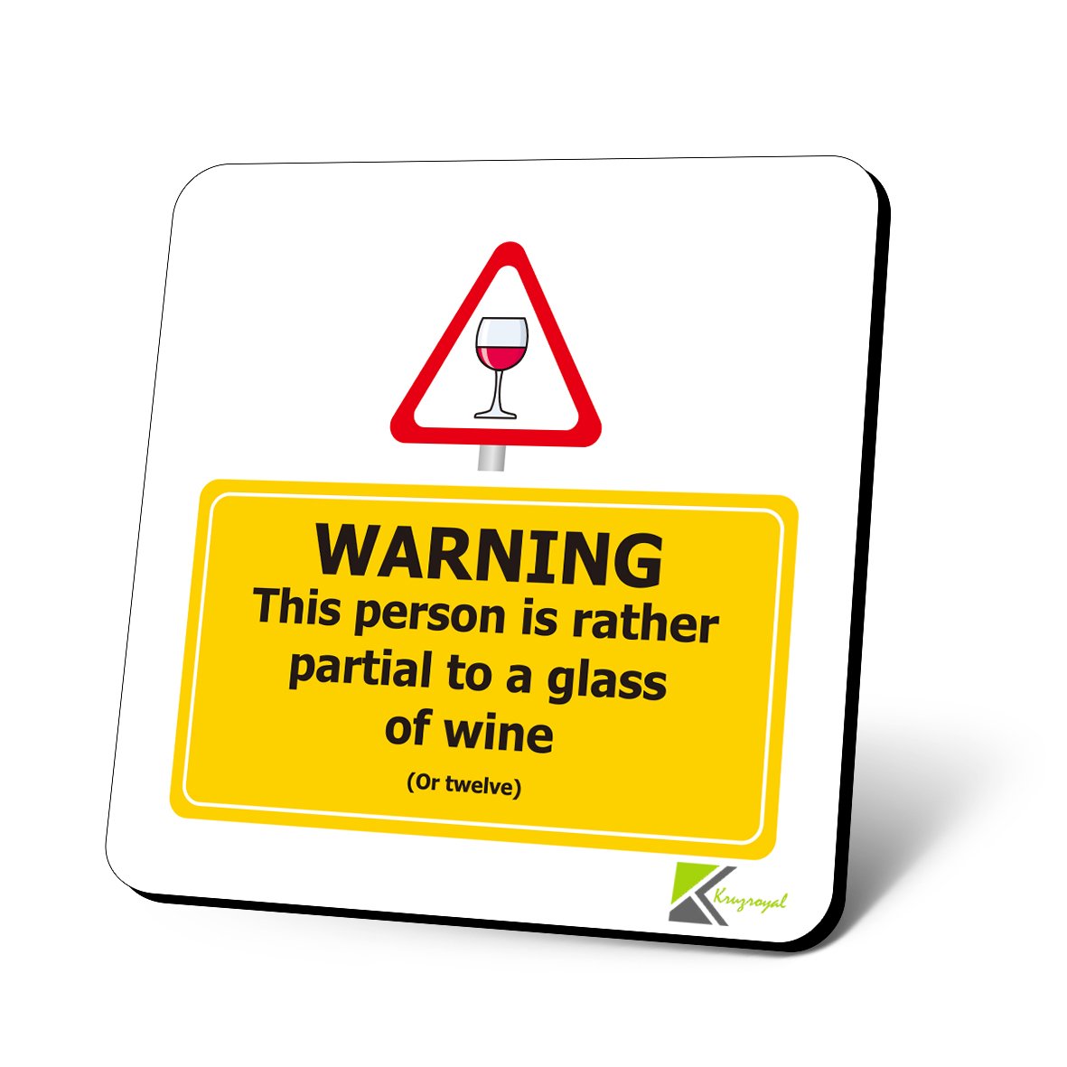 CS807 Warning This Person is Rather Partial to a Glass of Wine(or Twelve) Novelty Funny Coffee Tea Drink Gift Glossy MDF Wooden Coaster