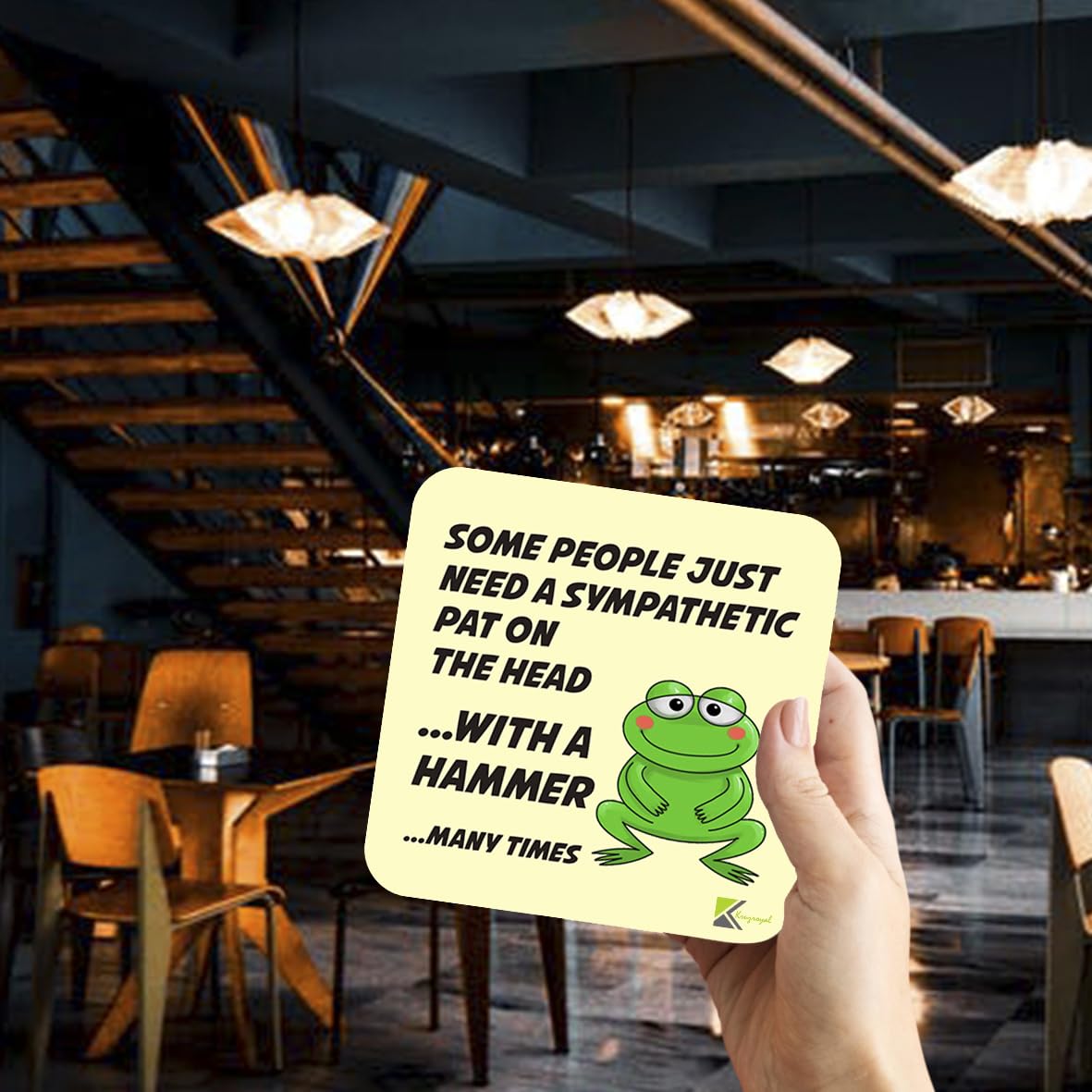 CS819 Some People just Need a Sympathetic pat on The Head... with a Hammer... Many Times Novelty Funny Coffee Tea Drink Gift Glossy MDF Wooden Coaster