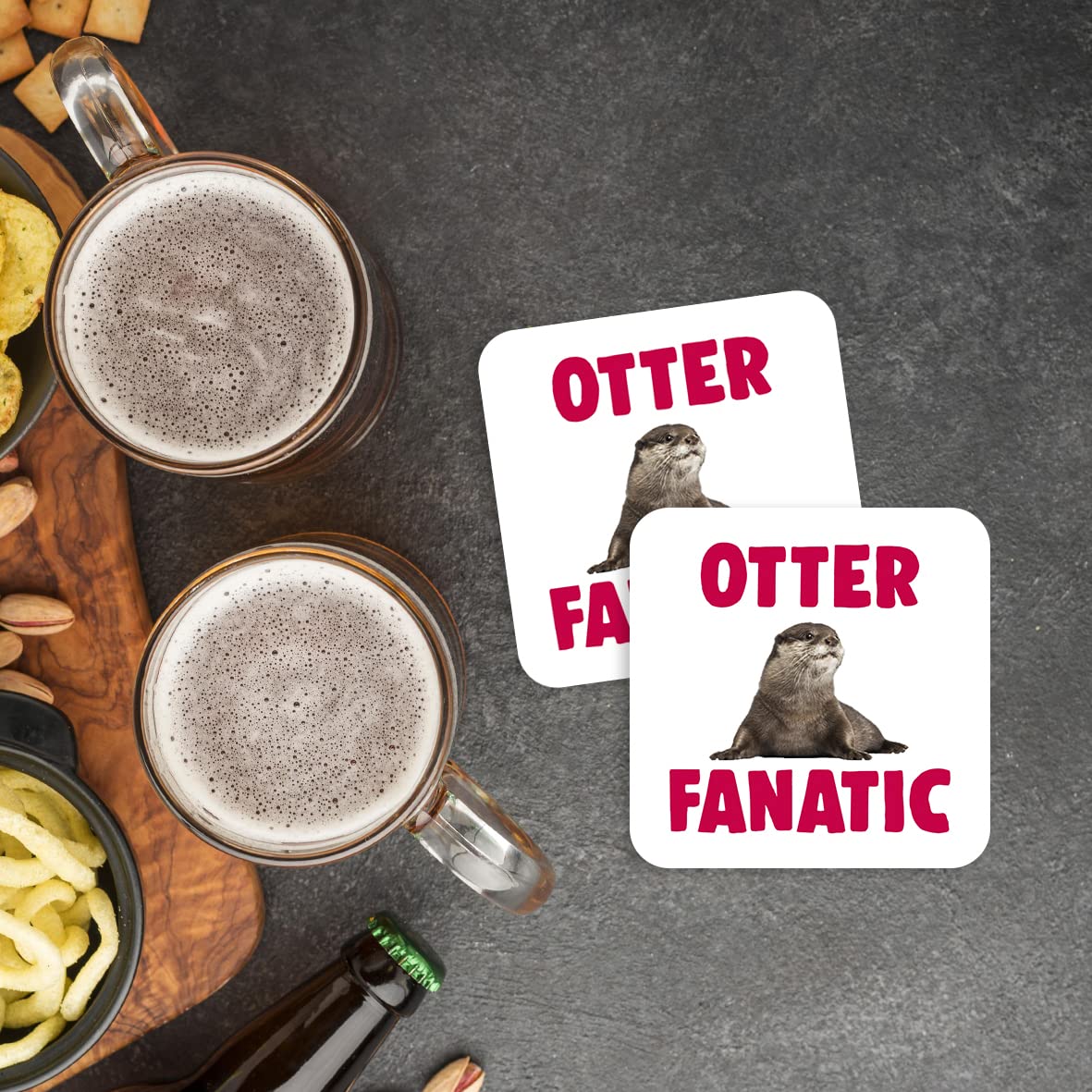 CS615 Otter Fanatic Novelty Funny Coffee Tea Drink Gift Glossy MDF Wooden Coaster