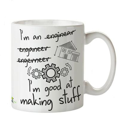 Kruzroyal Funny Engineer Mug, I'm an Engineer I'm Good At Making Stuff Design, Novelty Gift for Civil, Mechanical or Software Engineer, White Ceramic, 11 oz