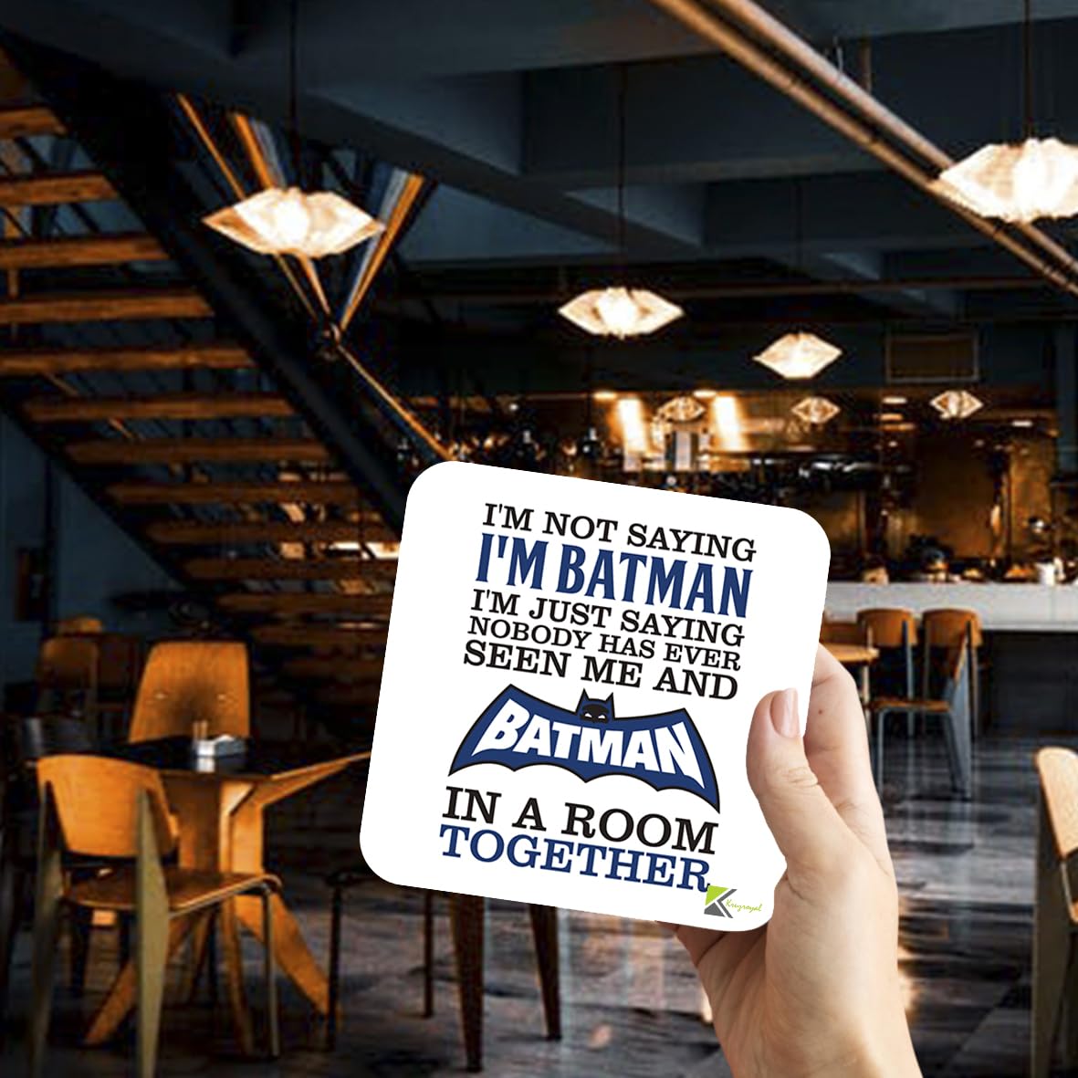 CS861 I'm not saying i'm batman, i'm just saying nobody has ever seen me and batman in a room together. Novelty Funny Coffee Tea Drink Gift Glossy MDF Wooden Coaster | Superhero Gag Gift