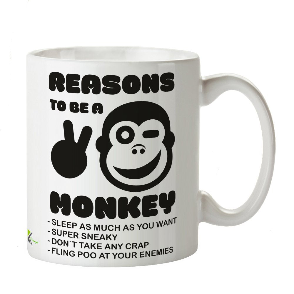 Kruzroyal DZ327 Reasons to be a Monkey Funny Novelty Great Gift Idea Coffee Tea Mug