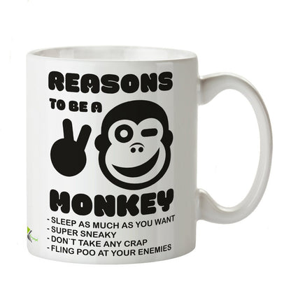 Kruzroyal DZ327 Reasons to be a Monkey Funny Novelty Great Gift Idea Coffee Tea Mug