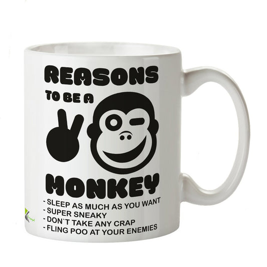 Kruzroyal DZ327 Reasons to be a Monkey Funny Novelty Great Gift Idea Coffee Tea Mug