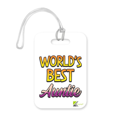 LT426 World's Best Auntie Novelty Funny Unique Designer Gift, Suitcase, Glossy Plastic Luggage Tag for Auntie