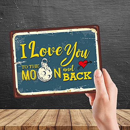 Kruzroyal MP086 I love you to the moon and back Funny Novelty Retro Vintage Metal Wall Sign Plaque 20cm x 15cm