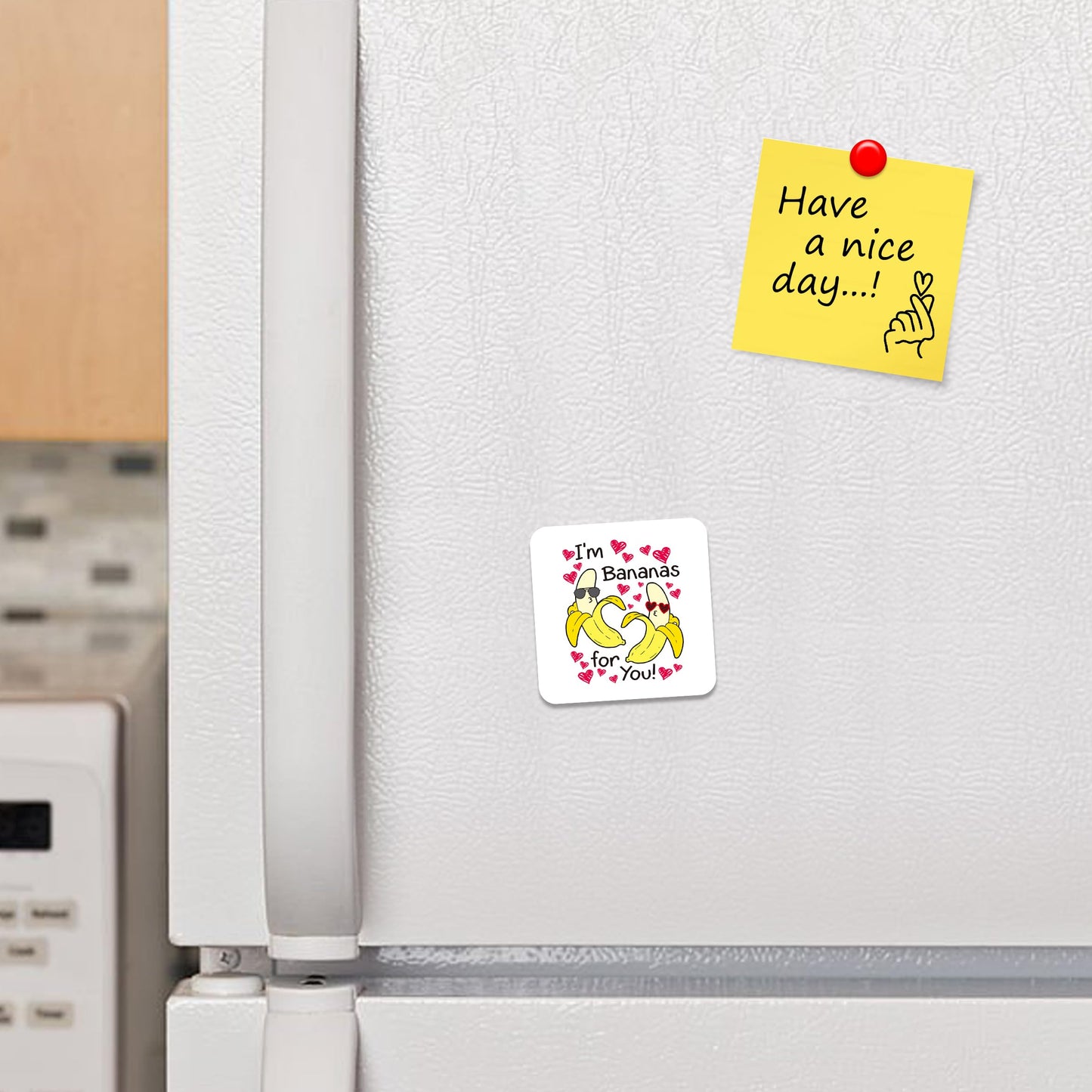FM065 I'm Bananas for you! Novelty Funny Idea Glossy Metal Square Fridge Magnet