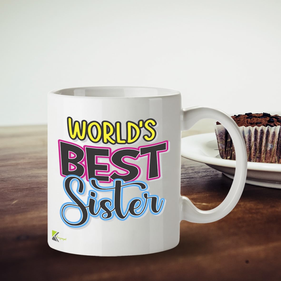 Kruzroyal DZ815 World's Best Sister Mug 11oz - Funny Gift for Her from Sister or Brother, Novelty Coffee Cup for Big & Little Sis