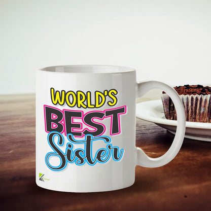Kruzroyal DZ815 World's Best Sister Mug 11oz - Funny Gift for Her from Sister or Brother, Novelty Coffee Cup for Big & Little Sis