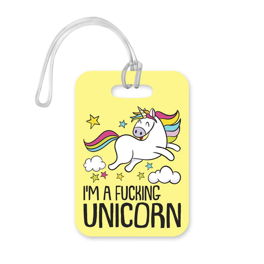 LT169 I'm A Fucking Unicorn Novelty Funny Unique Designer Gift Glossy Plastic Suitcase Luggage Tag