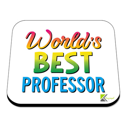 WB094 World's Best Professor MDF Wooden Coaster by Kruzroyal | Gift for Professor| Unique Novelty Present | 9cm x 9cm | Coffee Tea MDF Wooden Coaster