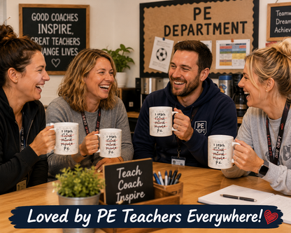 Kruzroyal PE Teacher Funny Mug, I Teach Physical Education, P.E - Misspelled, Funny Novelty Coffee Tea Mug