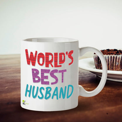 Kruzroyal DZ845 World's Best Husband Mug 11oz - White Ceramic Coffee & Tea Cup - Ideal Birthday, Anniversary, Father's Day Present for Him