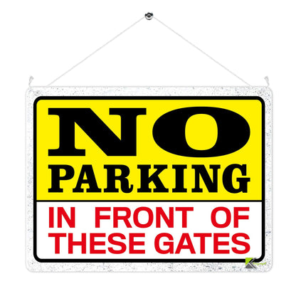 Kruzroyal MP325 NO PARKING, In front of these gates. Funny Novelty Retro Vintage Metal Wall Sign Plaque 20cm x 15cm