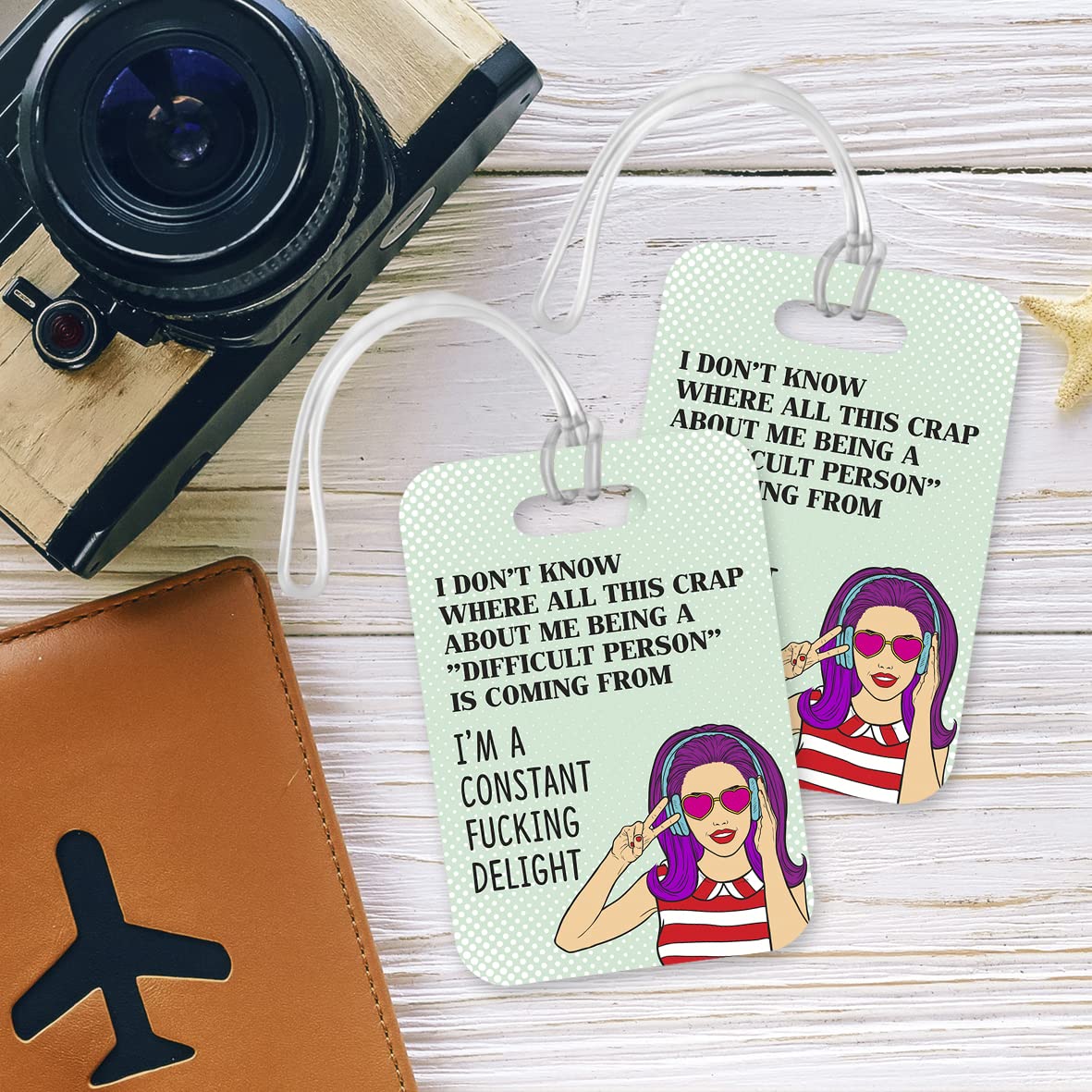 LT104 I Don't Know Where All This Crap About Me Being "Difficult Person" is Coming from, I'm A Constant Fu*King Delight Novelty Funny Unique Designer Gift Glossy Plastic Suitcase Luggage Tag
