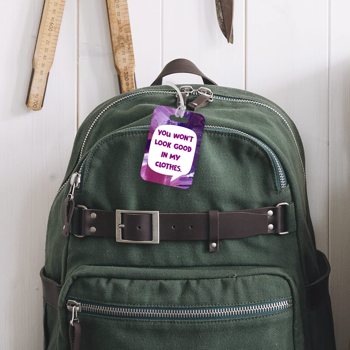 LT015 You Won't Look Good in My Clothes Novelty Funny Unique Designer Gift Glossy Plastic Suitcase Luggage Tag