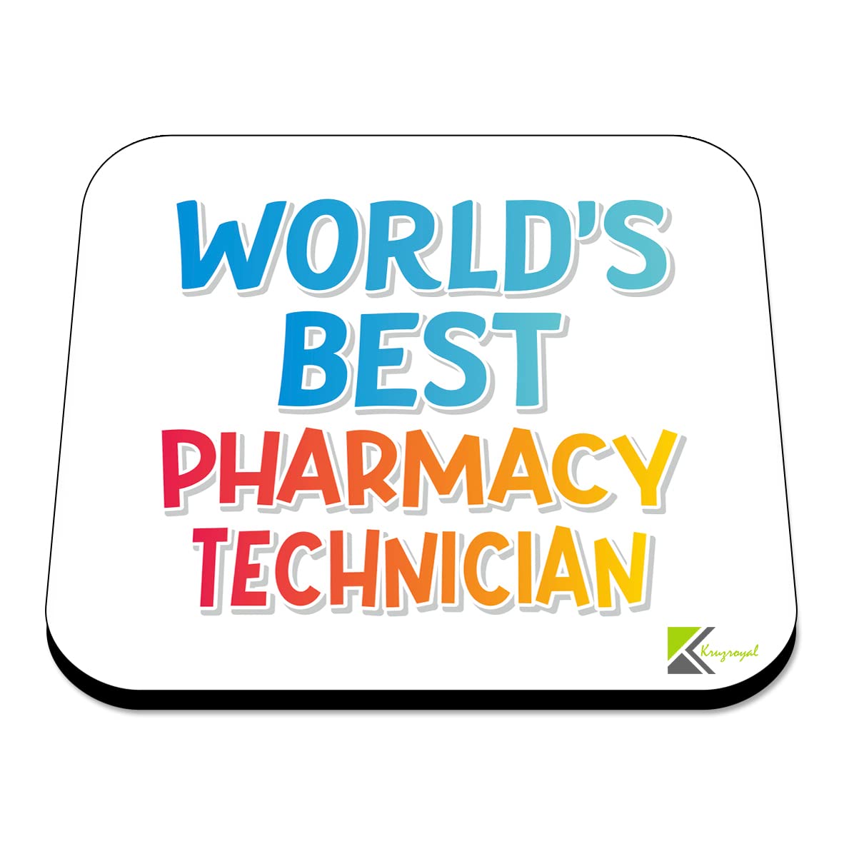 WB075 World's Best Pharmacy Technician MDF Wooden Coaster by Kruzroyal | Gift for Pharmacy Technician | Unique Novelty Present | 9cm x 9cm | Coffee Tea MDF Wooden Coaster