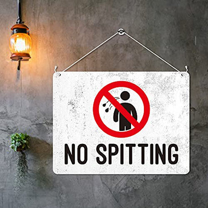 Kruzroyal MP446 No Spitting Funny Novelty Retro Vintage Metal Wall Sign Plaque 20cm x 15cm