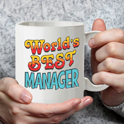 Kruzroyal DZ838 World's Best Manager Mug 11oz - White Ceramic Coffee & Tea Cup for Boss, Leader, Mentor - Ideal Birthday, Leaving or Thank You Present