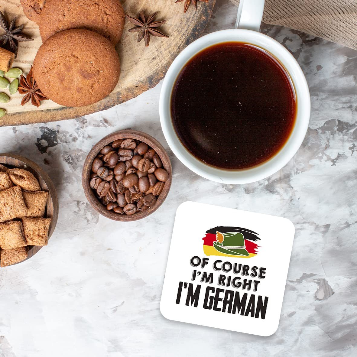 CS448 of Course I'm Right I'm German Novelty Funny Coffee Tea Drink Gift Glossy MDF Wooden Coaster
