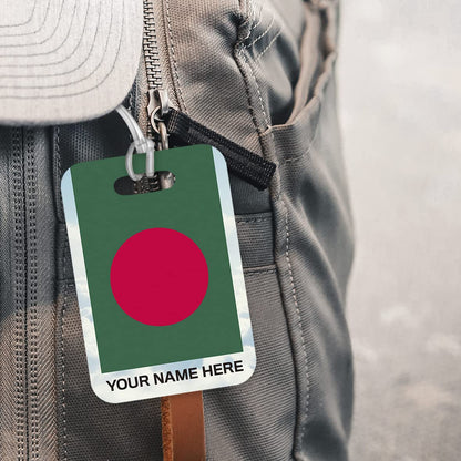 PLT267 Personalised Name with Bangladesh Flag Novelty Funny Unique Designer Gift Glossy Plastic Suitcase Luggage Tag