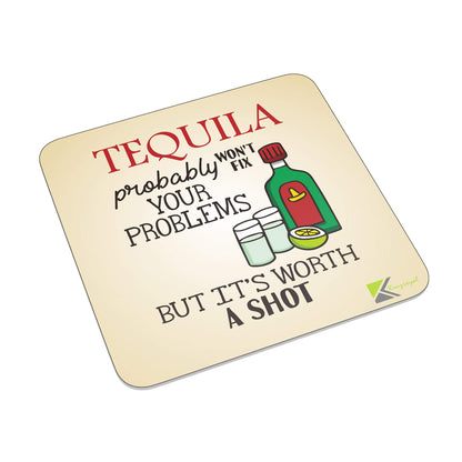 FM068 Tequila probably won't fix your problems, but it's worth a shot Novelty Funny Idea Glossy Metal Square Fridge Magnet