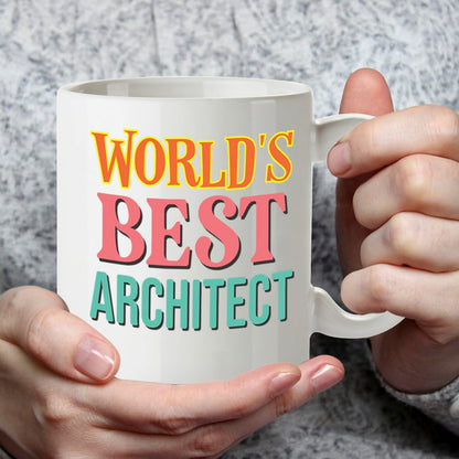 Kruzroyal DZ857 World's Best Architect Mug 11oz - White Ceramic Cup for Designer, Draughtsman - Ideal Birthday, Graduation, Thank You Present