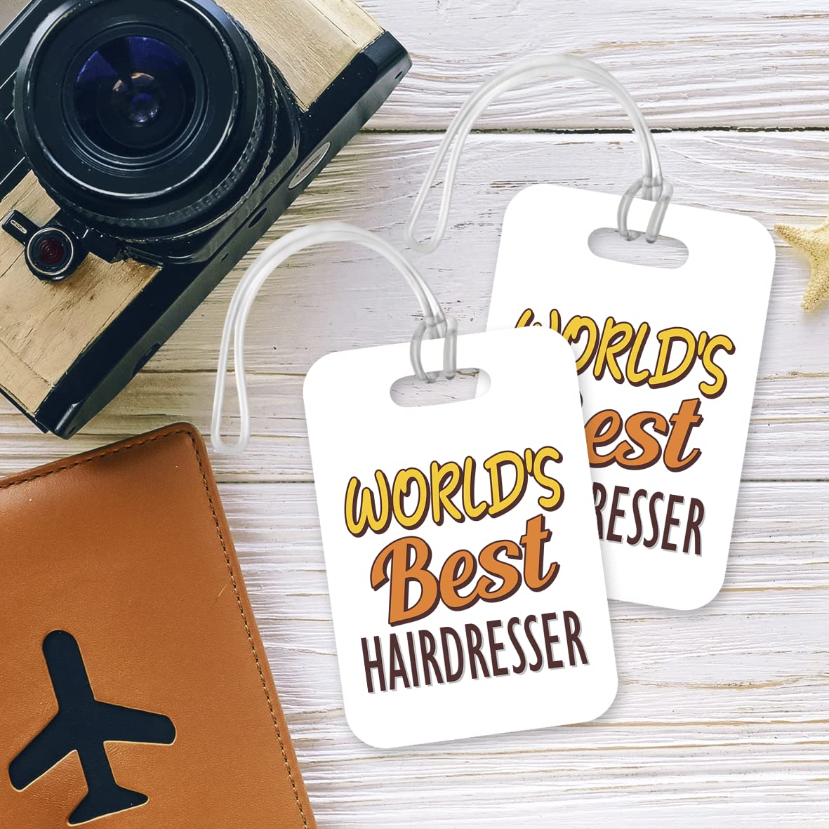 LT477 World's Best Hairdresser Novelty Funny Unique Designer Gift, Suitcase, Glossy Plastic Luggage Tag for Hairdresser