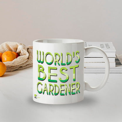 Kruzroyal DZ876 World's Best Gardener Mug 11oz - White Ceramic Cup for Dad, Grandad, Allotment Holder - Funny Birthday, Father's Day Present