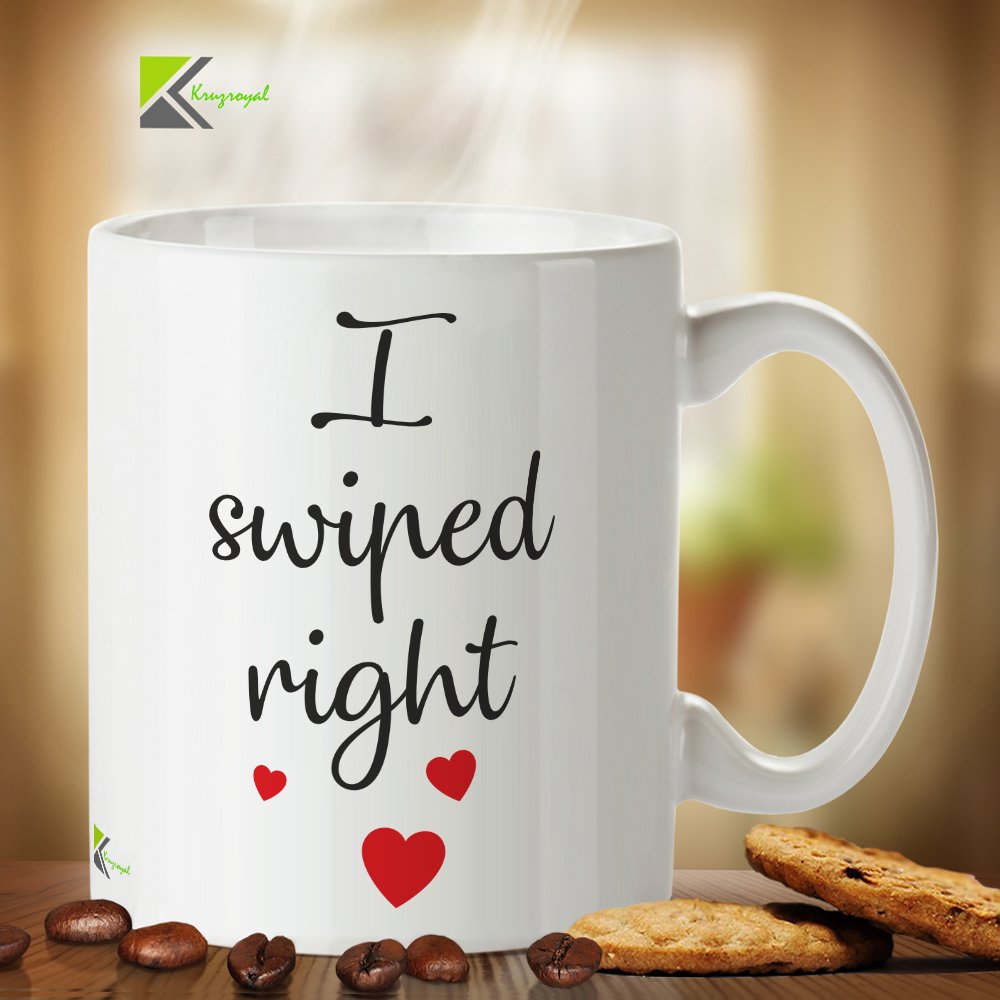 Kruzroyal DZ205 I Swiped Right Funny Novelty Great Gift Idea Coffee Tea Mug