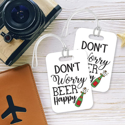 LT184 Don't Worry Beer Happy Novelty Funny Unique Designer Gift Glossy Plastic Suitcase Luggage Tag
