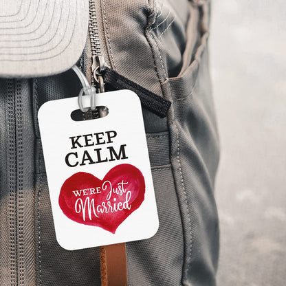 LT027 Keep Calm We're Just Married Novelty Funny Unique Designer Gift Glossy Plastic Suitcase Luggage Tag