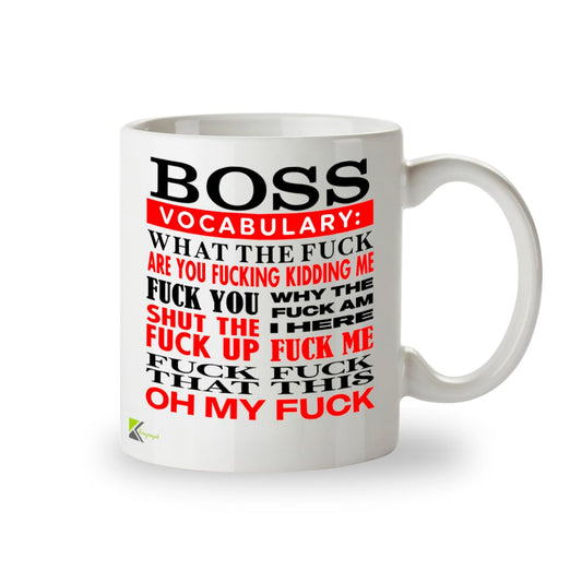 Kruzroyal Boss Vocabulary Mug | Funny Profanity Coffee Cup 11oz | Adult Humor Gag Gift for Manager, Office Worker | Ceramic