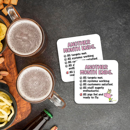 CS313 Another month ends Novelty Funny Coffee Tea Drink Gift Glossy MDF Wooden Coaster | Gifts for Office Worker, Accountant, Boss