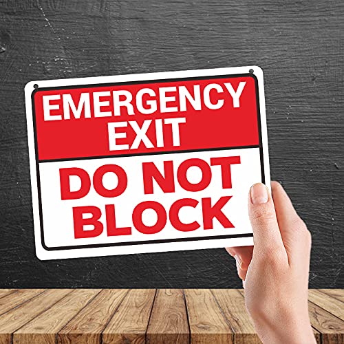 Kruzroyal MP459 Emergency Exit : Do not block Funny Novelty Retro Vintage Metal Wall Sign Plaque 20cm x 15cm